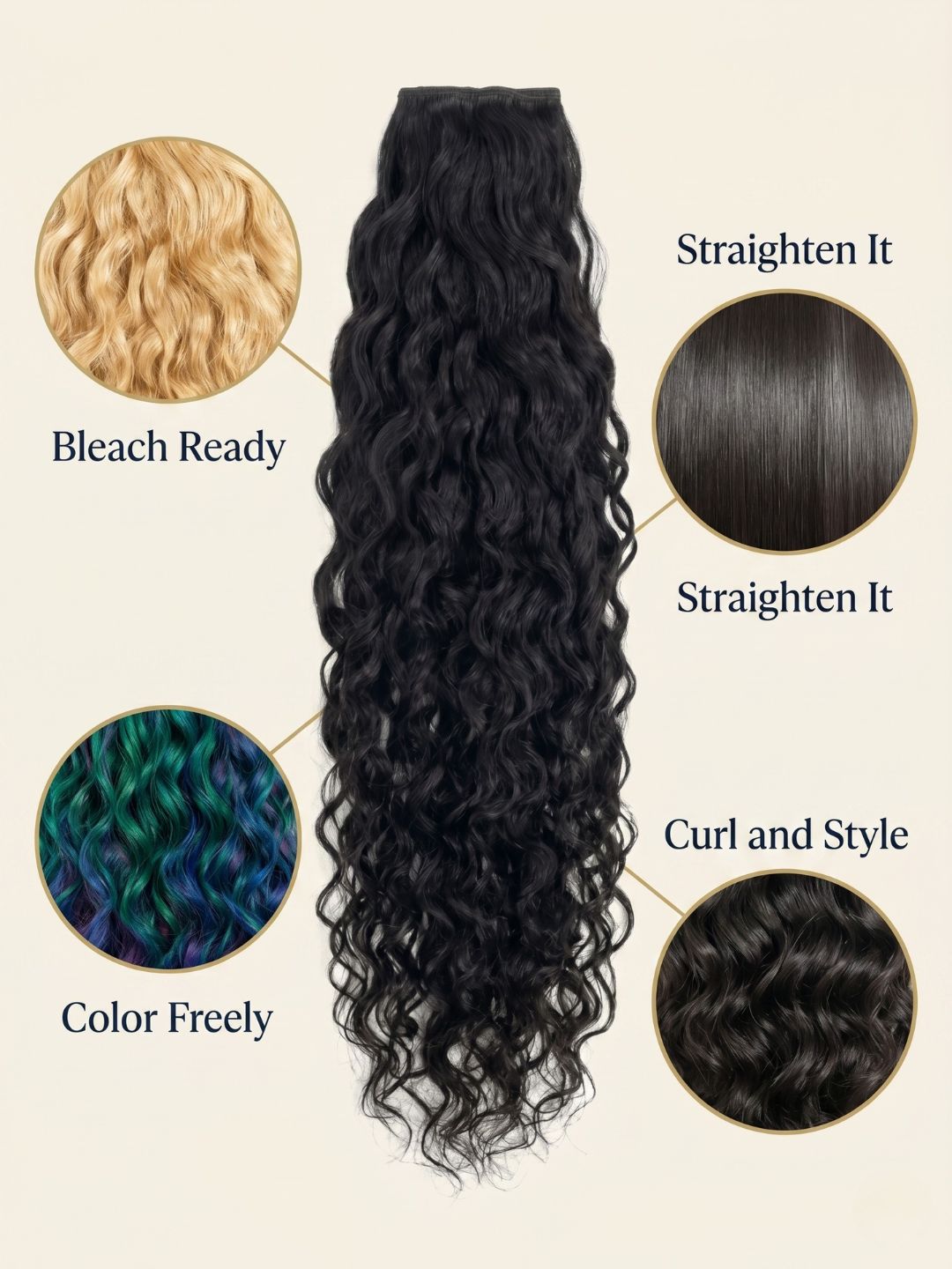 Bundles Rizado Natural Virgin Remy - Extensiones Sew-In Voluminosas