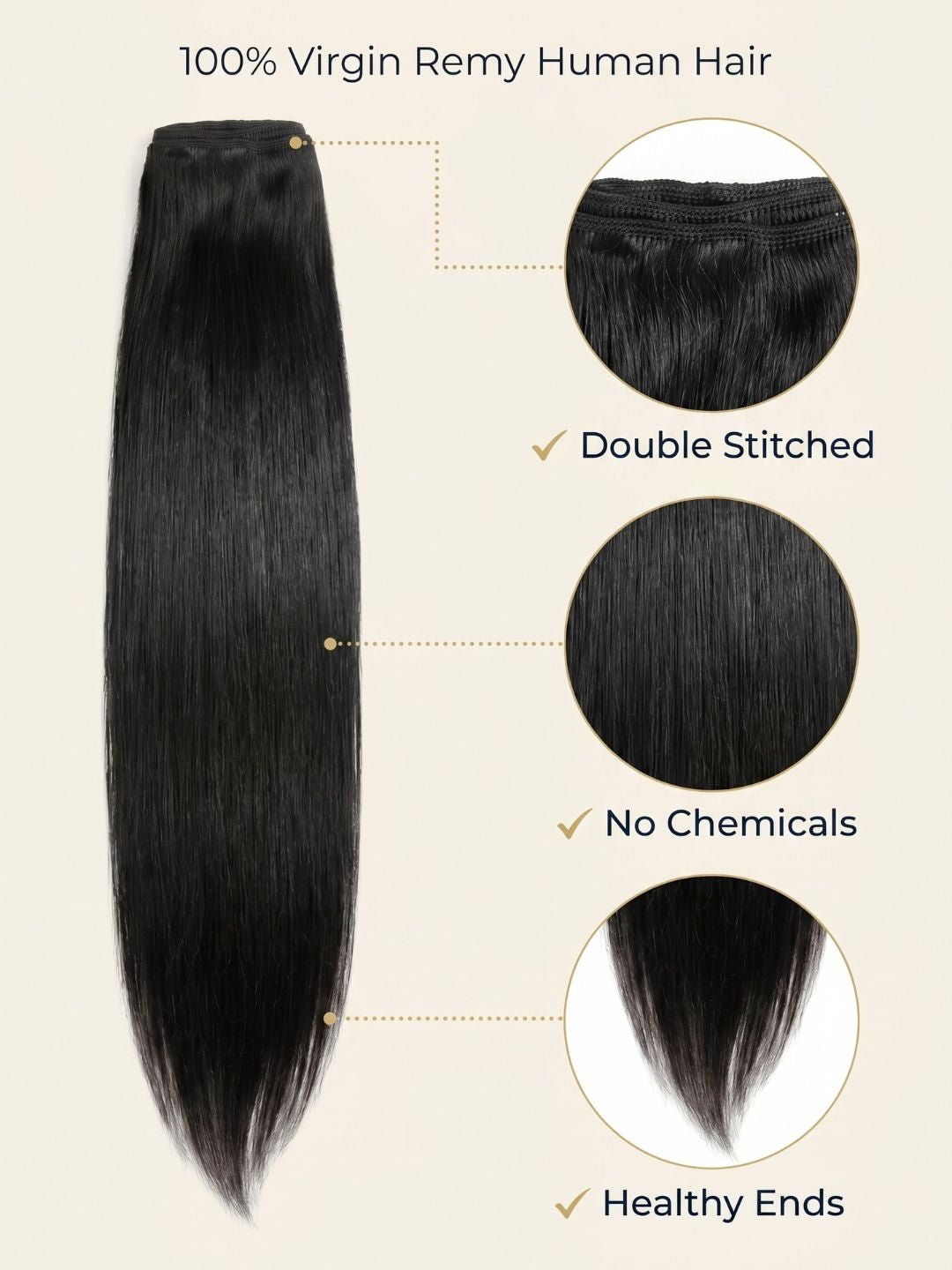 Cabello Humano Liso Sew-In - Bundles Virgin Remy con Suavidad