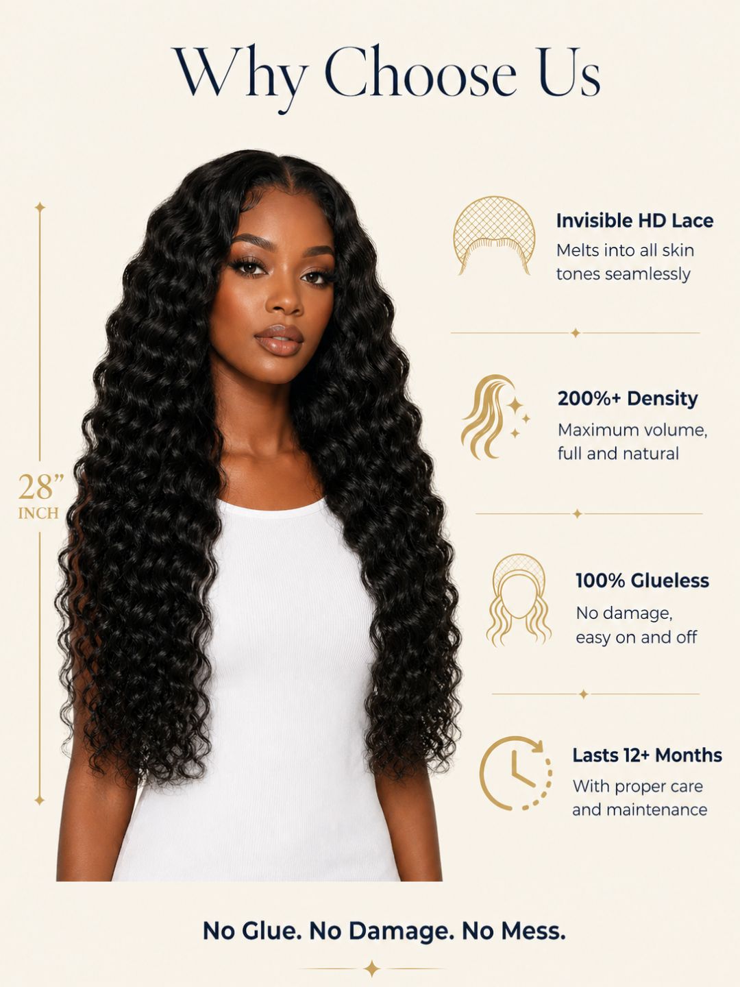Peluca Deep Wave Virgin Remy 28 Pulgadas - Densidad 200%+ Glamurosa