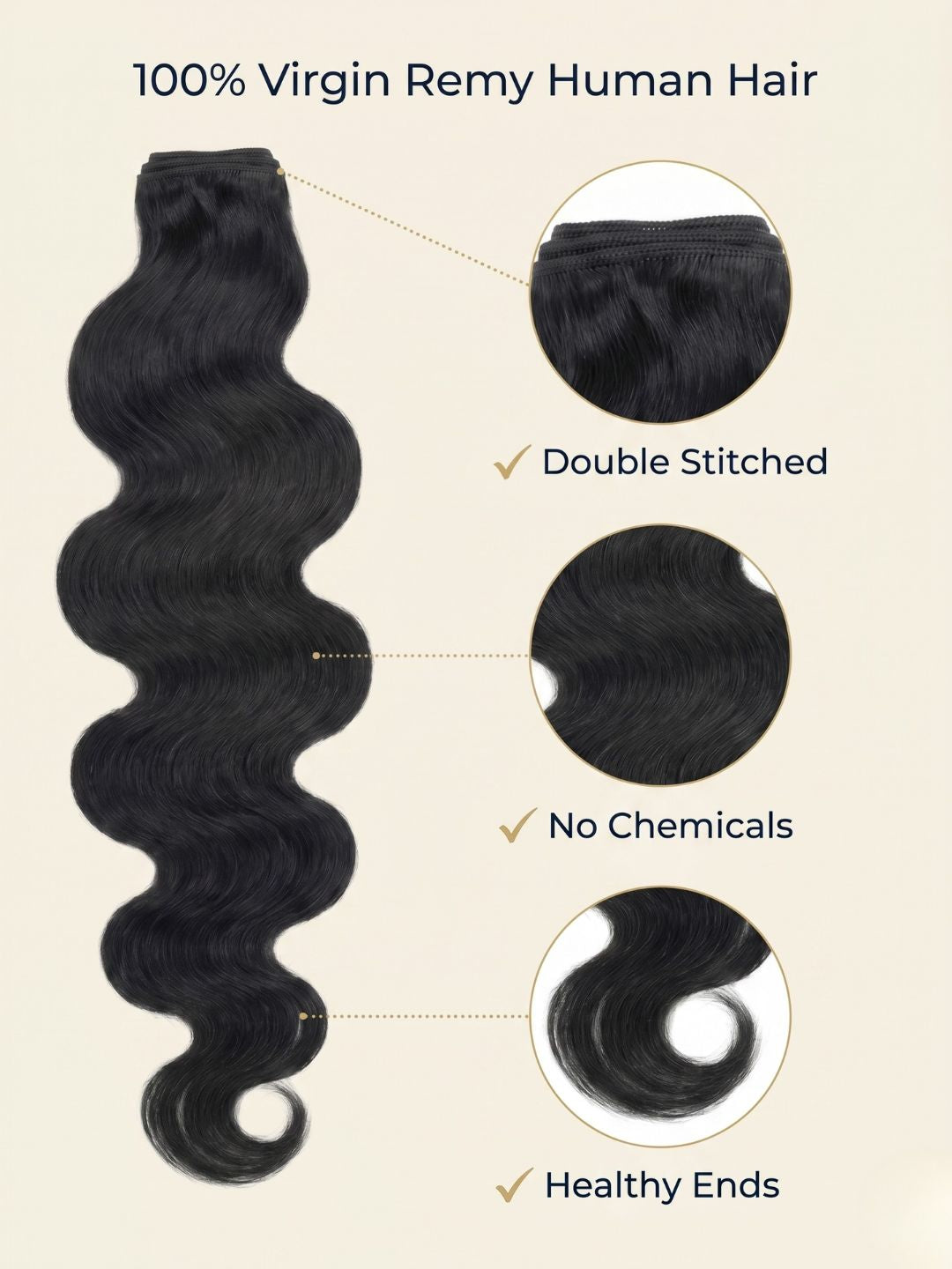Extensiones de Cabello Humano Body Wave - Largo y Volumen Natural